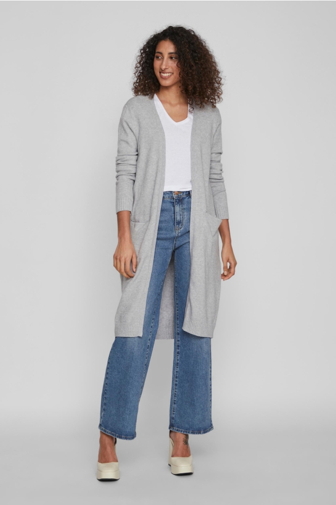 VIRIL LONG L/S KNIT CARDIGAN - NOO 14042770 Light Grey Melange